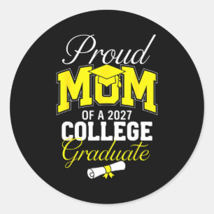 Proud mum of a 2027 graduate funny senior classic round sticker