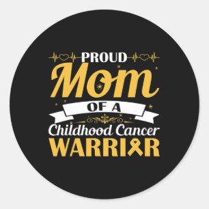 Proud Mum Of A Childhood Cancer Warrior Awareness  Classic Round Sticker