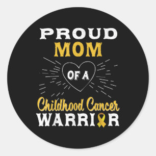 Proud Mum Of A Childhood Cancer Warrior Awareness Classic Round Sticker