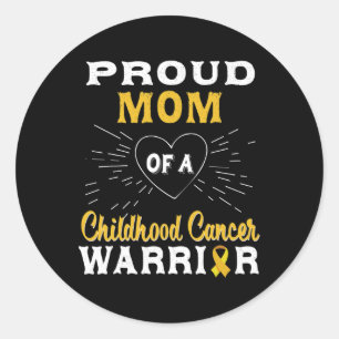 Proud Mum Of A Childhood Cancer Warrior Awareness Classic Round Sticker