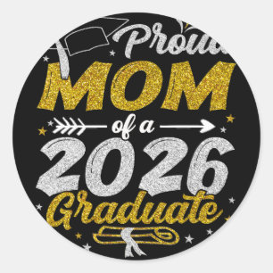 Proud Mum Of A Cl Of 2026 Graduate Senior Graduati Classic Round Sticker