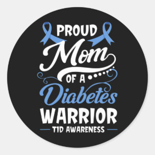 Proud Mum Of A Diabetes Warrior T1d Awareness Type Classic Round Sticker