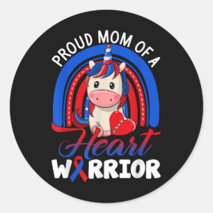 Proud Mum Of A Heart Warrior Chd Awareness Classic Round Sticker