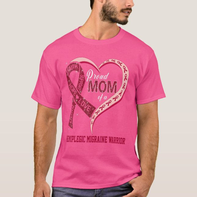 Proud Mum Of A Hemiplegic Migraine Warrior Ribbon  T-Shirt (Front)