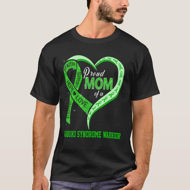 Proud Mum Of A Kabuki Syndrome Warrior Ribbon Hear T-Shirt (Front)