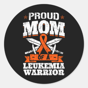 Proud Mum Of A Leukaemia Warrior Mother Awareness Classic Round Sticker