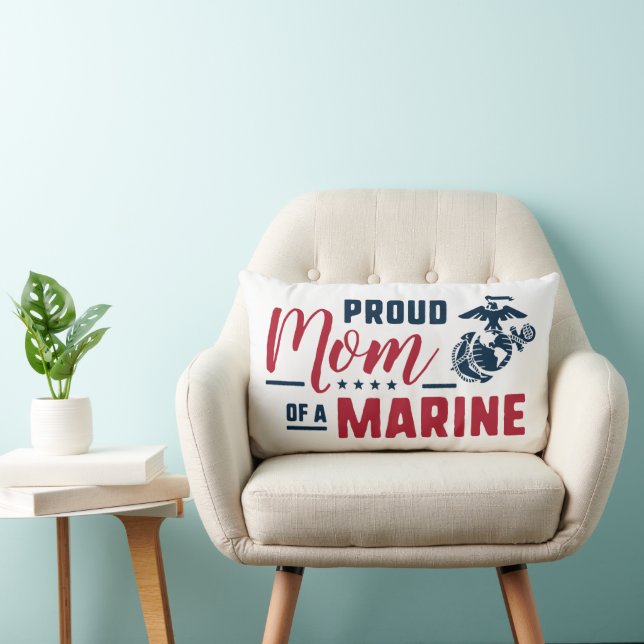 Proud Mum of a Marine - Colour Lumbar Cushion (Chair)