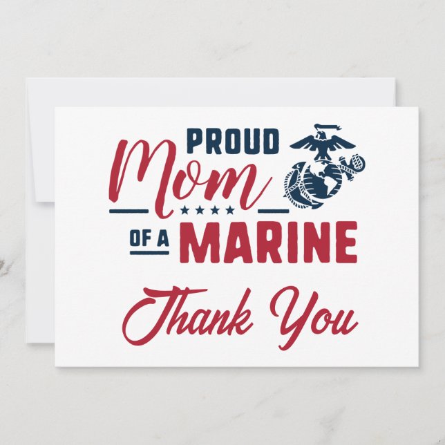 Proud Mum of a Marine - Colour Thank You Card (Front)