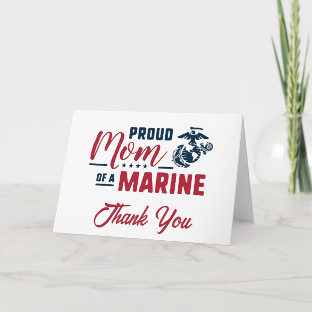 Proud Mum of a Marine - Colour Thank You Card (Front)