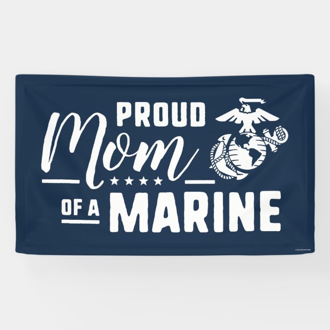 Proud Mum of a Marine - White Banner (Horizontal)