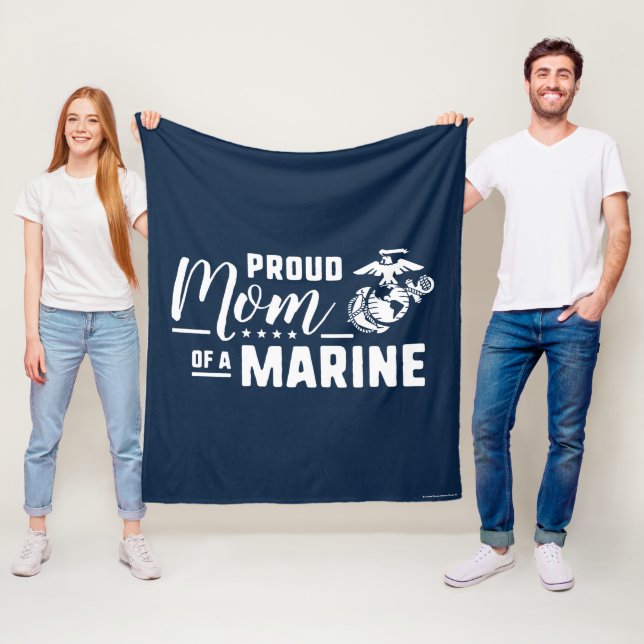 Proud Mum of a Marine - White Fleece Blanket (In Situ)