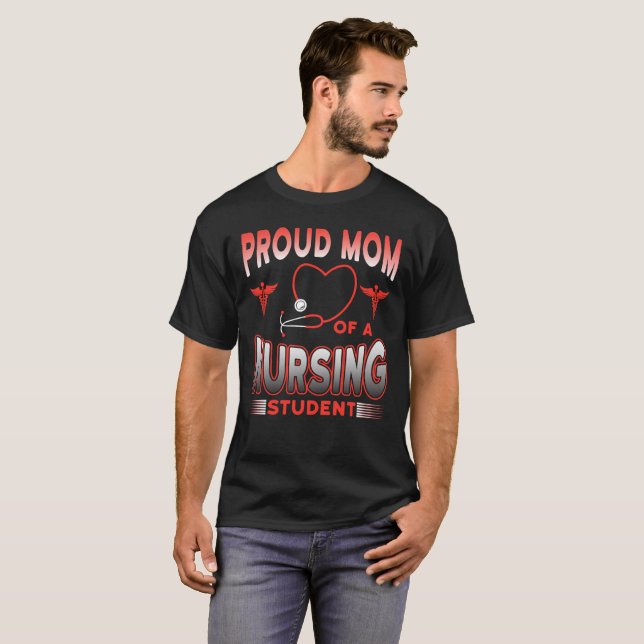 Proud Mum Of A Nursing Student Typography T-Shirt (Front Full)