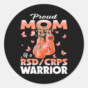 Proud Mum Of A Rsd Crps Warrior Awareness Boxing G Classic Round Sticker