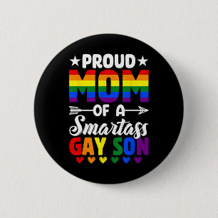 Proud Mum Of A Smart Gay Son Lgbtq Pride Flag Moth 6 Cm Round Badge