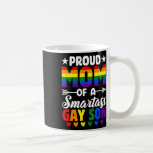 Proud Mum Of A Smart Gay Son Lgbtq Pride Flag Moth Coffee Mug