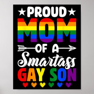 Proud Mum Of A Smart Gay Son Lgbtq Pride Flag Moth Poster