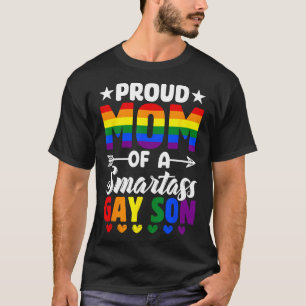 Proud Mum Of A Smart Gay Son Lgbtq Pride Flag Moth T-Shirt