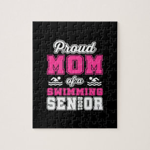 Proud Mum Of A Swimming Senior 2021 Swimmer Swim Jigsaw Puzzle