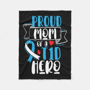 Proud Mum Of A T1d Hero Type 1 Diabetes Mum Awaren Fleece Blanket