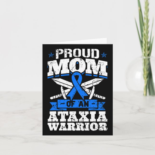 Proud Mum Of An Ataxia Warrior Awareness Ribbon Dy Card (Front)