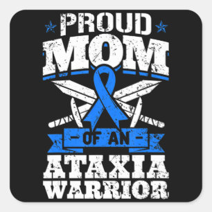 Proud Mum Of An Ataxia Warrior Awareness Ribbon Dy Square Sticker