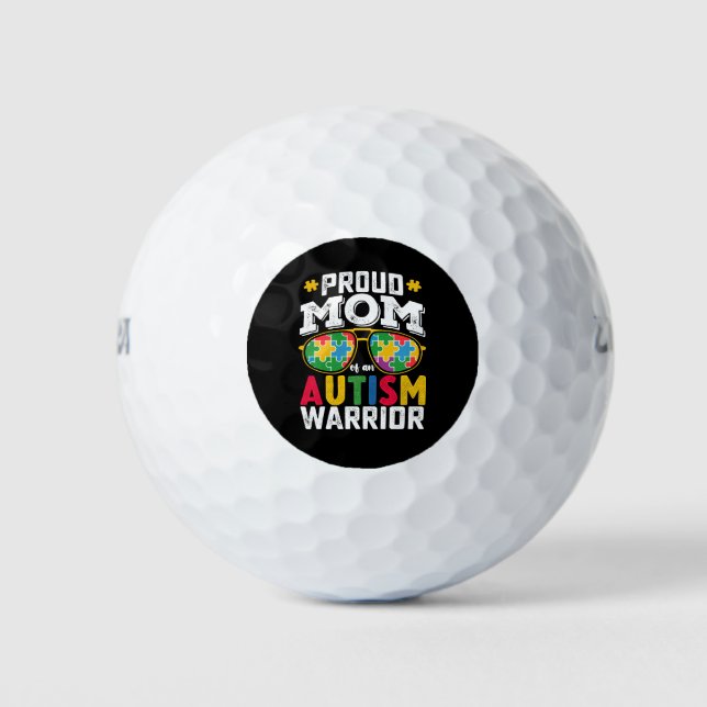 Proud Mum Of An Autism Warrior Family Golf Balls (Front)