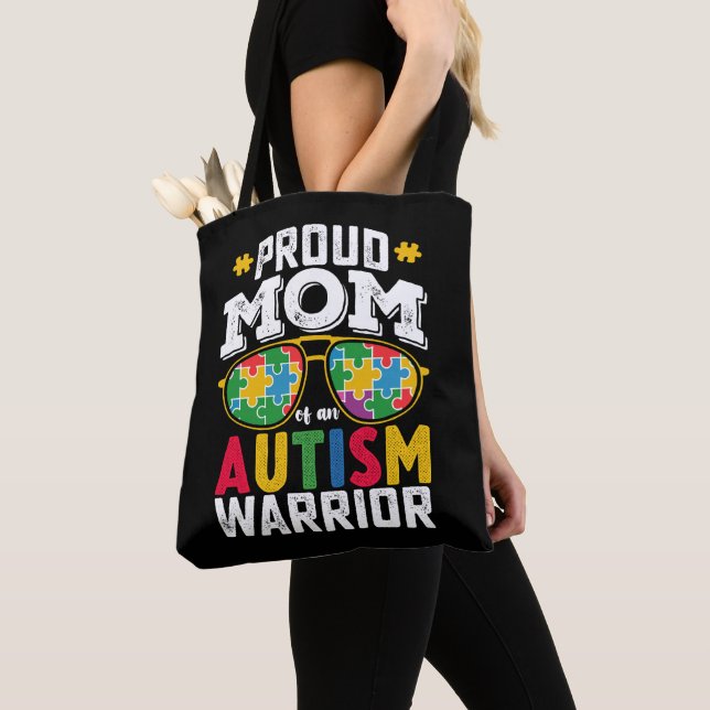Proud Mum Of An Autism Warrior Family Tote Bag (Close Up)
