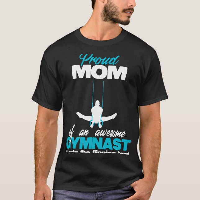 Proud Mum of an Awesome Boy Gymnast Rings Competit T-Shirt (Front)