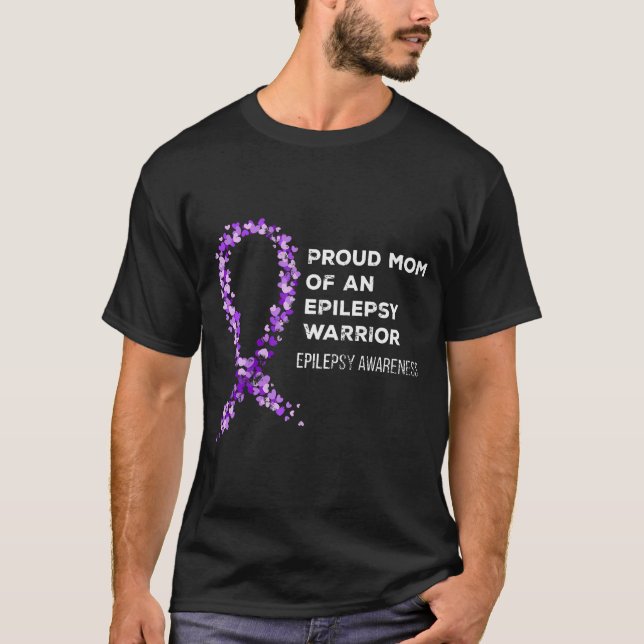 Proud Mum Of An Epilepsy Warrior Epilepsy Awarenes T-Shirt (Front)