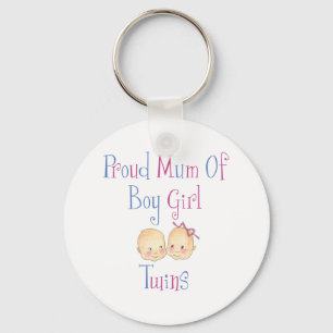 Proud Mum of Boy Girl Twins Key Ring