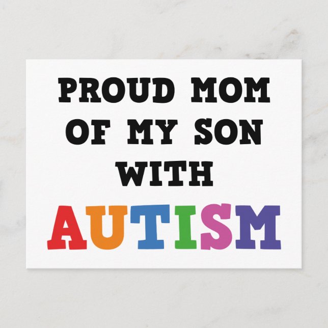 Proud Mum Of My Son With Autism Postcard (Front)