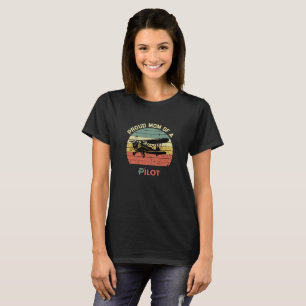 Proud Mum of Pilot, Personalised Retro Vintage Fun T-Shirt
