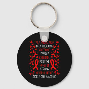 Proud Mum Of Sickle Cell Warrior Awareness Ribbon Key Ring