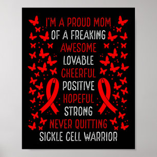 Proud Mum Of Sickle Cell Warrior Awareness Ribbon Poster