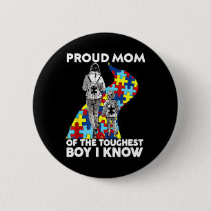 Proud Mum Of The Toughest Boy I Know Autism Awaren 6 Cm Round Badge