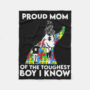 Proud Mum Of The Toughest Boy I Know Autism Awaren Fleece Blanket