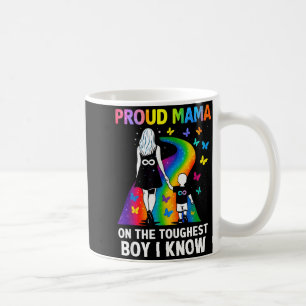 Proud mum of the toughest boy know autism awarenes coffee mug