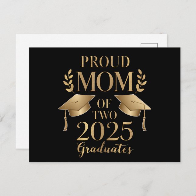 Proud Mum of Two 2025 Graduates Graduate Twins Postcard (Front/Back)