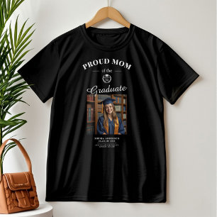 Proud Mum Personalised Graduate Photo & Name Black T-Shirt