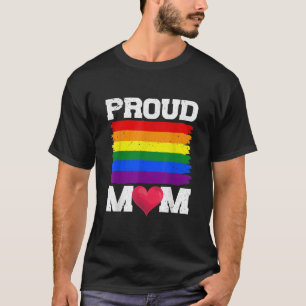 Proud Mum Queer LGBTQ Gay Pride Month Rainbow Flag T-Shirt