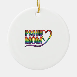 Proud Mum Rainbow Heart Vintage Engraving Design_1 Ceramic Ornament
