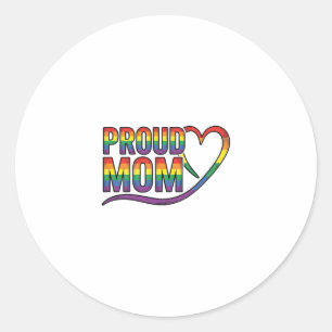 Proud Mum Rainbow Heart Vintage Engraving Design_1 Classic Round Sticker
