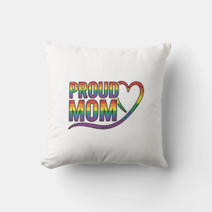Proud Mum Rainbow Heart Vintage Engraving Design_1 Cushion