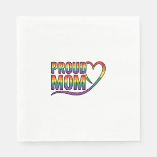Proud Mum Rainbow Heart Vintage Engraving Design_1 Napkin