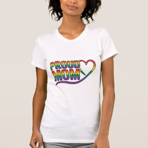 Proud Mum Rainbow Heart Vintage Engraving Design_1 T-Shirt