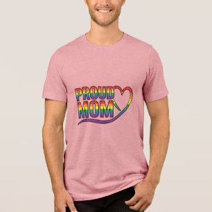 Proud Mum Rainbow Heart Vintage Engraving Design_1 Tri-Blend Shirt