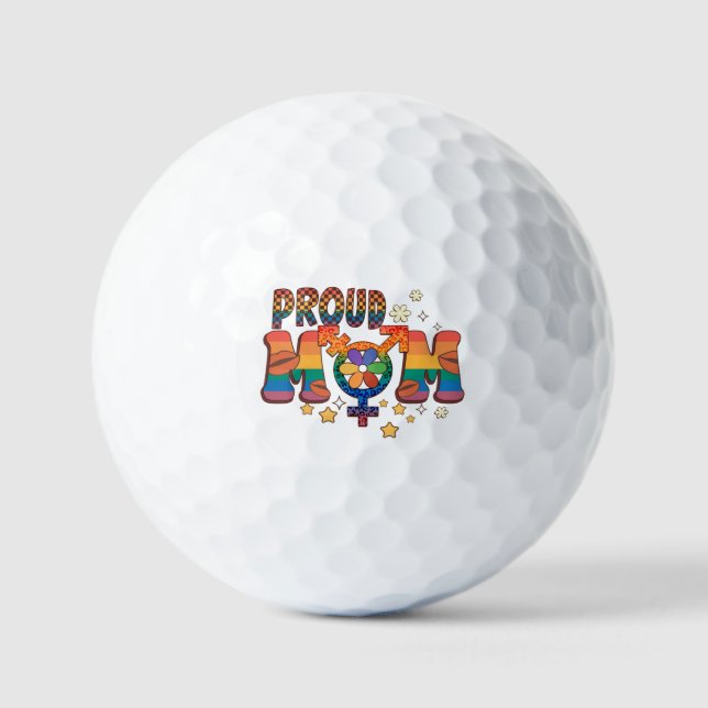 Proud Mum; Rainbow; LGBTQ Support Golf Balls (Front)