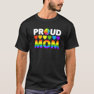 Proud Mum Sunflower Family Rainbow Heart Lgbt Gay T-Shirt