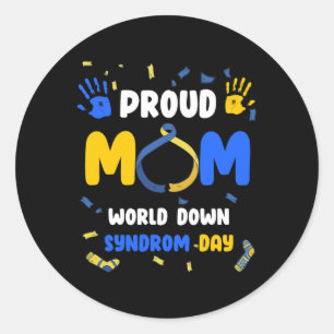 Proud Mum T21 World Down Syndrome Awareness Day Ri Classic Round Sticker