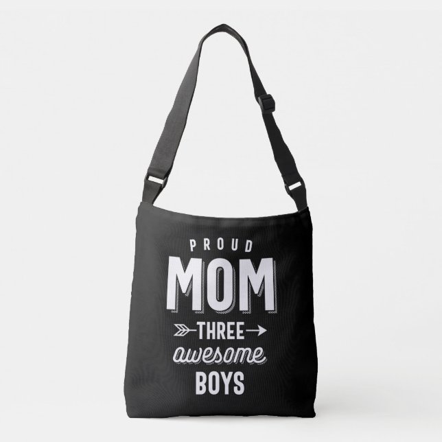 Proud Mum Three Awesome Boys Crossbody Bag (Front)